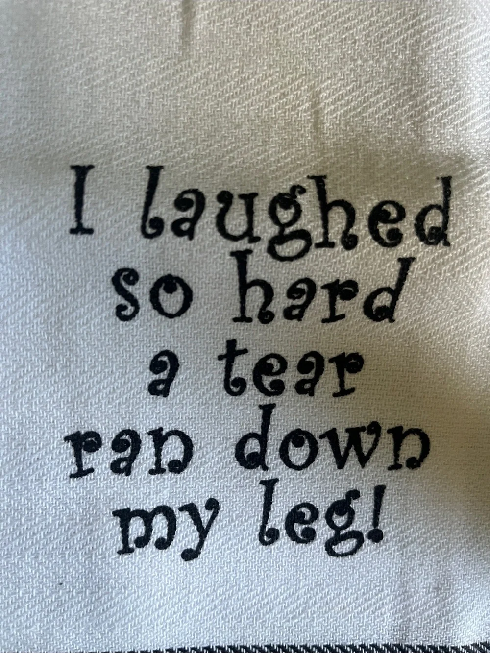 Set of 3 White Cotton Tea Towels with Black Script Sayings